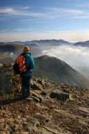 07-1093 Hill Walker Enjoying the View Over Whiteless Edge from Grasmoor, Lake District, Cumbria